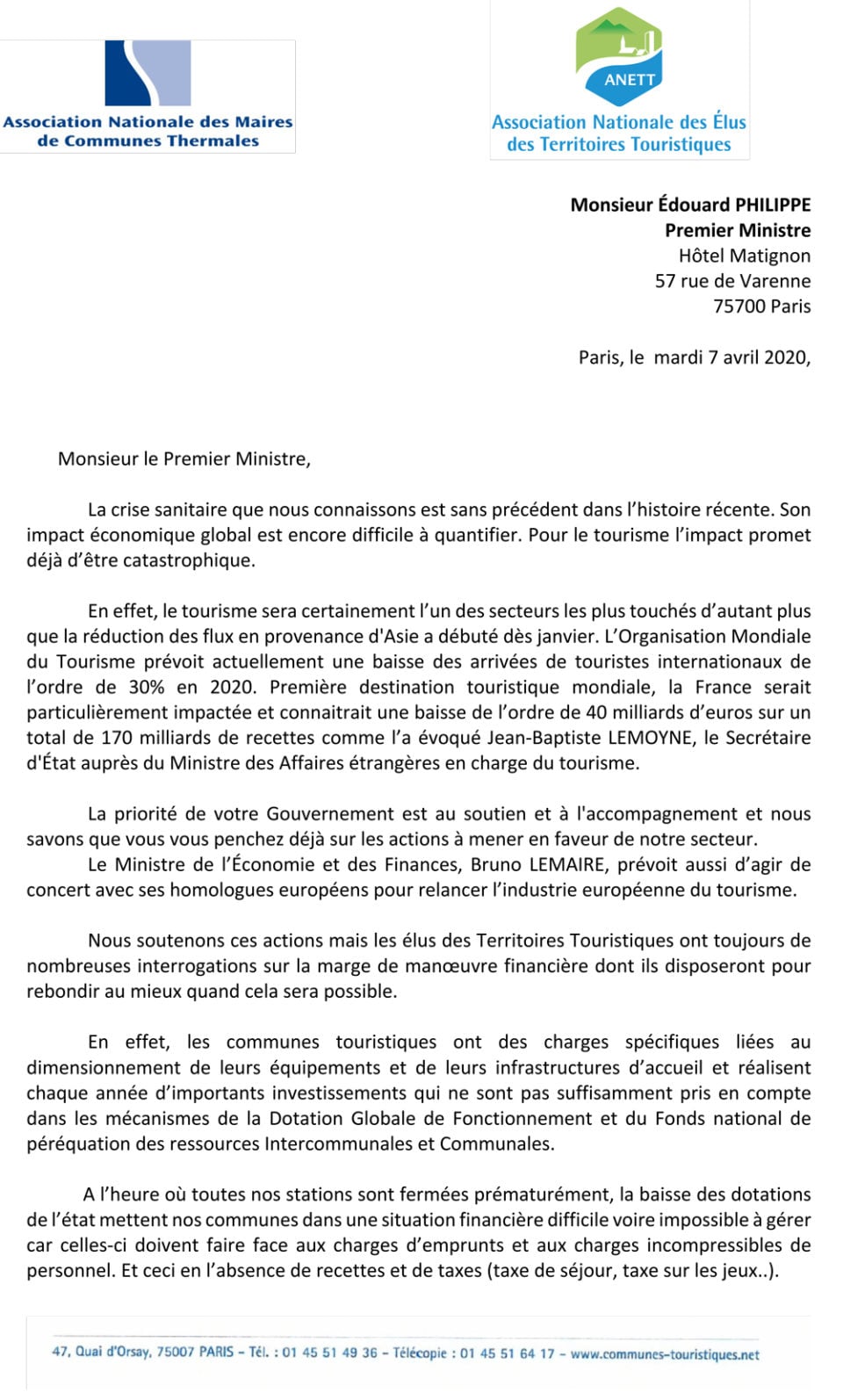 Le cri d'alarme de l'ANETT et de l'ANMCT adressé à Edouard Philippe
