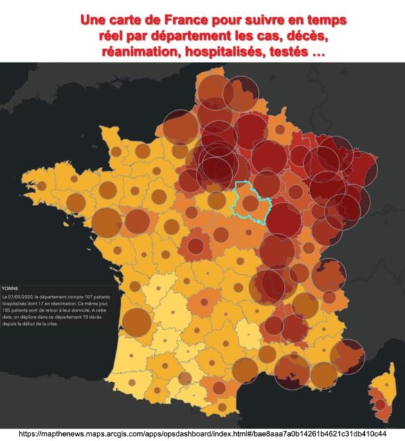 Nouvelle visualisation pour le suivi des cas, capacités, décès ... par département